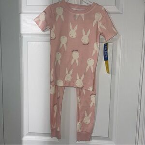 Carter’s Pink Bunny Easter Pajamas 2pc Set Girls Size 5T Happy Easter Spring pjs